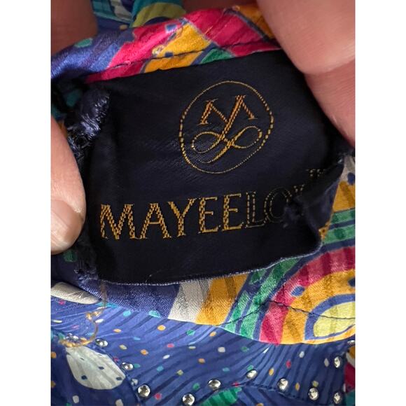 Vintage 80s Mayleek Polka Dot Design Secretary Handkerchief Dress Large - Picture 6 of 9